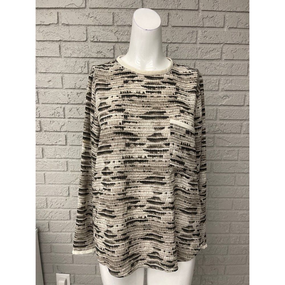 Zara Basic Long Sleeve Animal Print Blouse Size M